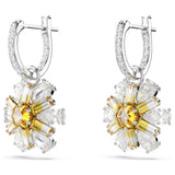 Swarovski Idyllia Drop Earrings - Flower, Yellow, Rhodium plated