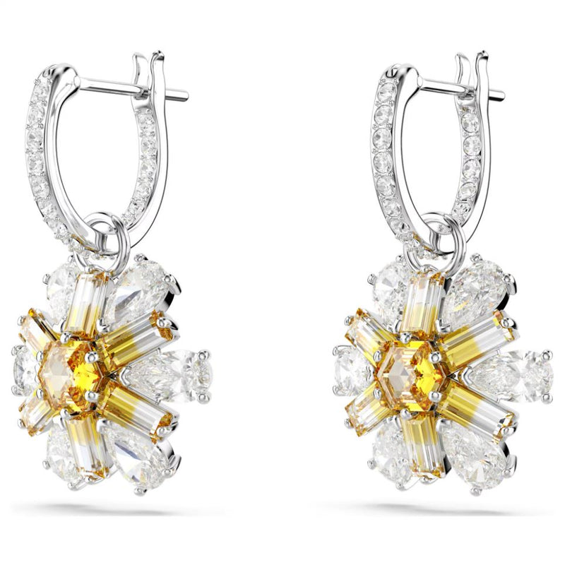 Swarovski Idyllia Drop Earrings - Flower, Yellow, Rhodium plated