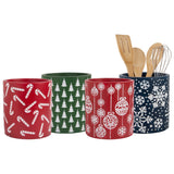 Home Essentials and Beyond 6.7"H Christmas Utensil Crocks with Icons