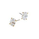 Nadri Modern Love Large Oval Cubic Zirconia Gold Stud Earrings