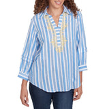 Ruby Rd. Womens Embroidered 3/4 Sleeve Top