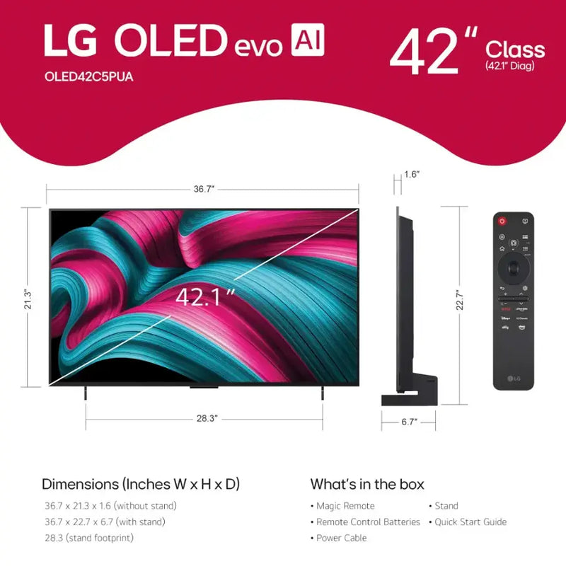 LG 42" Class C5 Series OLED evo AI 4K UHD Smart webOS TV