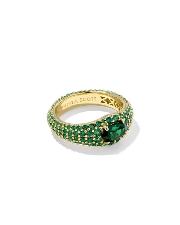 Kendra Scott Bella Dark Green Crystal Ring - Size 8