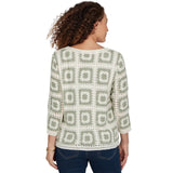 Alfred Dunner Womens Crochet Squares Top