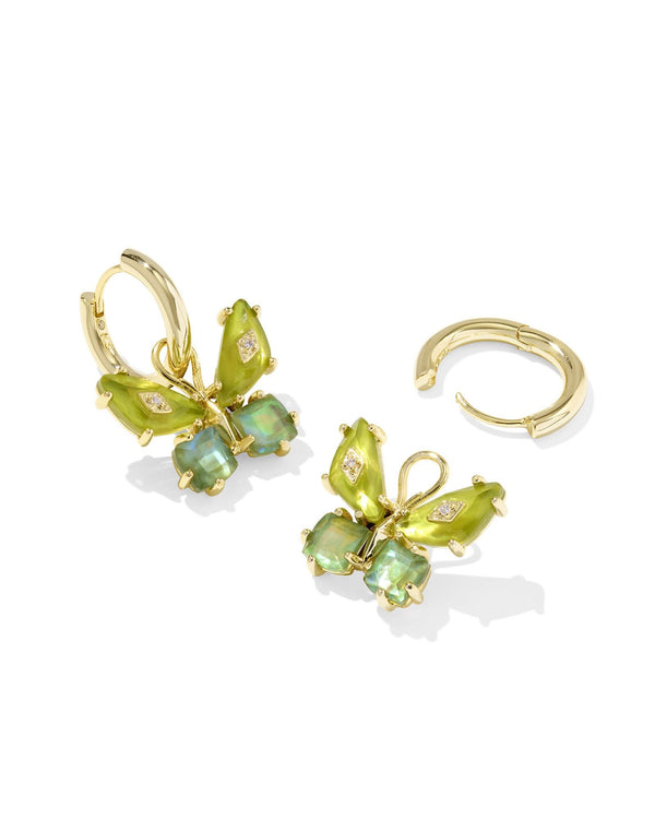 Kendra Scott Gold-Plated Bianca Green Butterfly Huggie Earrings