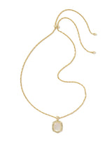 Kendra Scott Tiger Striped Daphne Gold Small Long Pendant Necklace - Mother Of Pearl