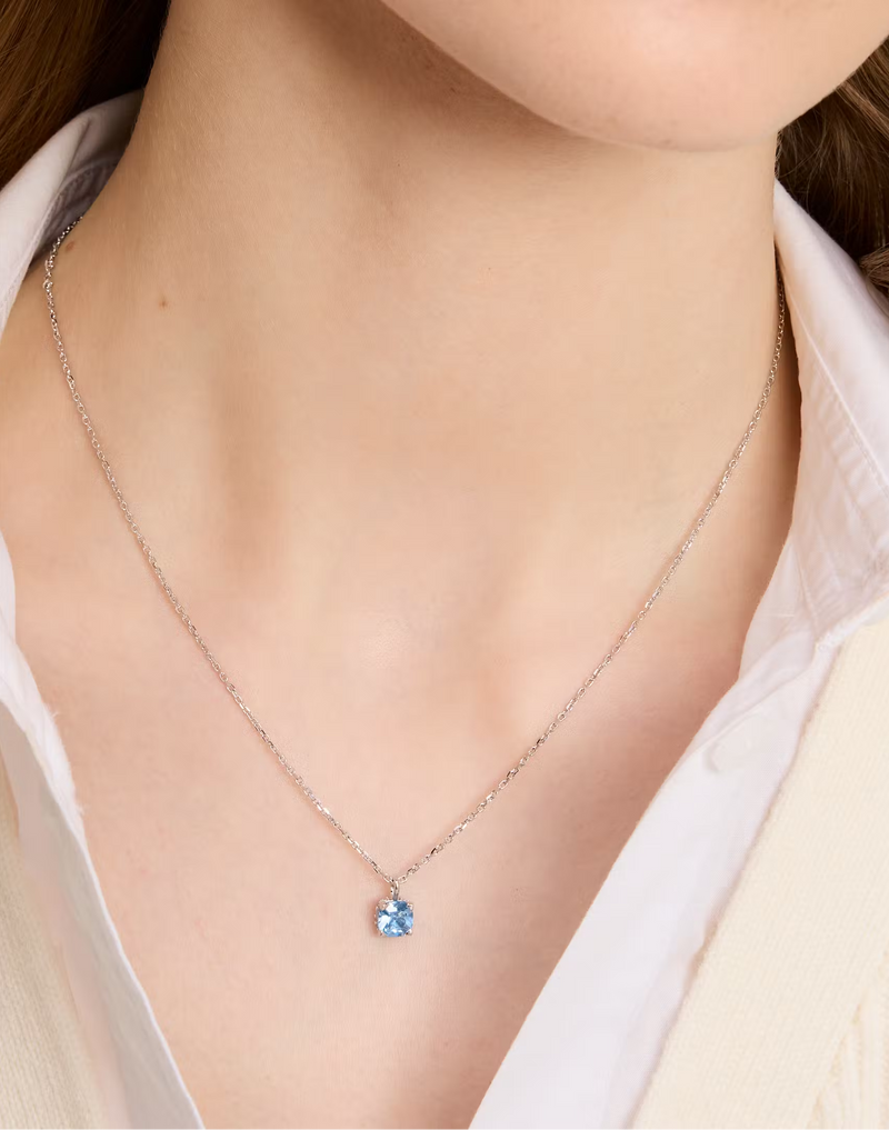 Kate Spade Little Luxuries 6mm Blue Square Pendant Necklace