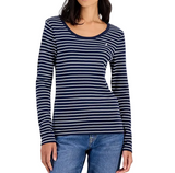 Nautica Womens Cotton Striped Scoop-Neck T-Shirt