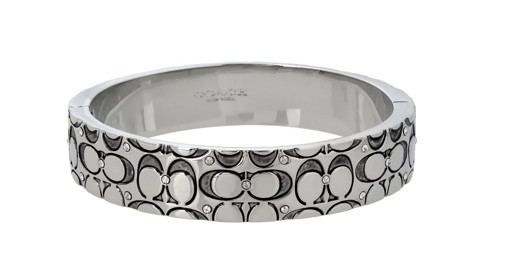 Coach Quilted C Hinged Bangle Bracelet - Silver-Plated