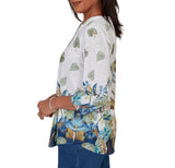 Alfred Dunner Womens Placed Texture Floral Knit Top