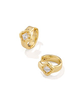 Kendra Scott Mallory Crystal Gold Huggie Earrings - White Cubic Zironia