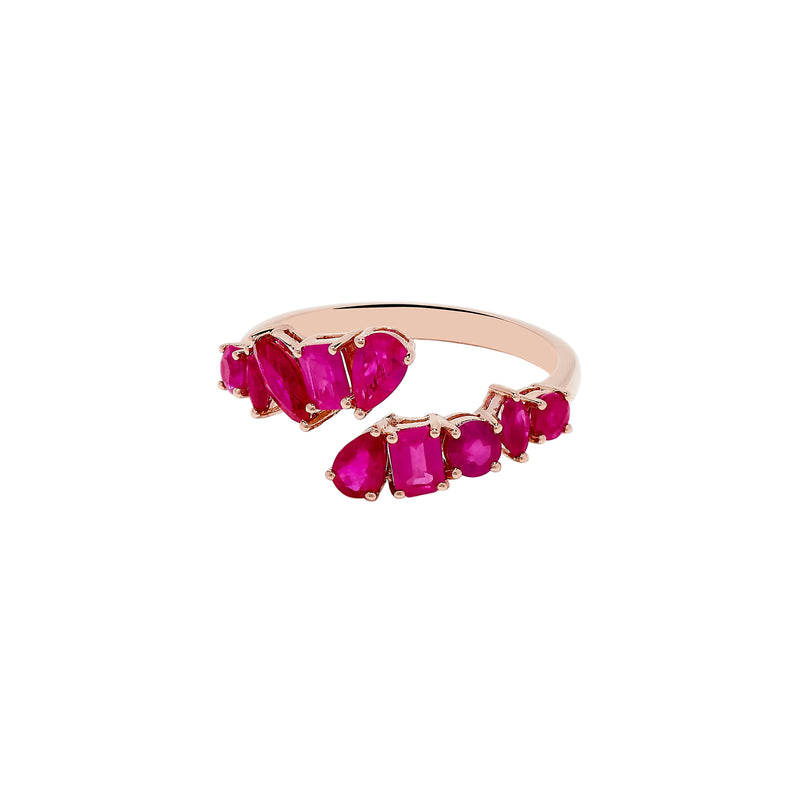 Effy Ruby Royale 14K Rose Gold Ruby Bypass Ring - Size 7
