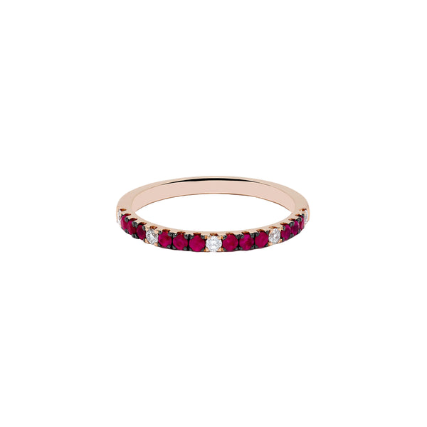 Effy 14k Rose Gold Ruby and Diamond Stacking Band - Size 7
