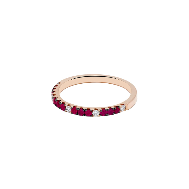 Effy 14k Rose Gold Ruby and Diamond Stacking Band - Size 7