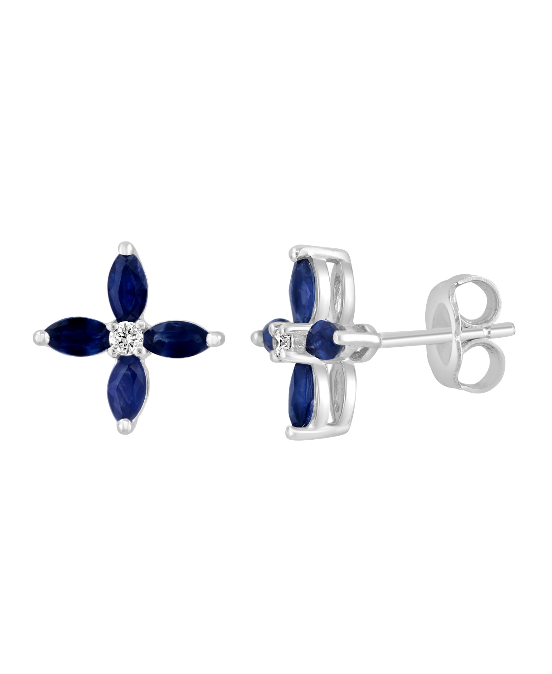 Effy 14K White Gold Sapphire & Diamond Stud Earrings