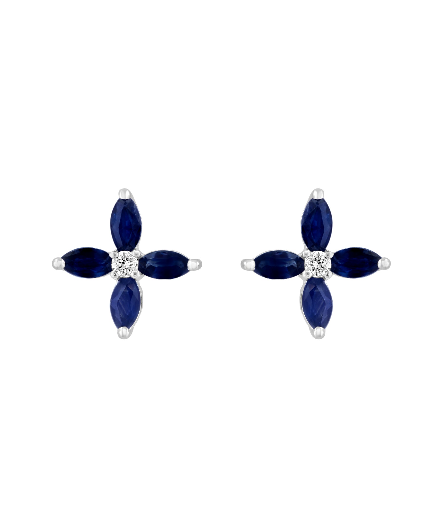 Effy 14K White Gold Sapphire & Diamond Stud Earrings