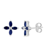 Effy 14K White Gold Sapphire & Diamond Stud Earrings