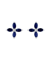 Effy 14K White Gold Sapphire & Diamond Stud Earrings
