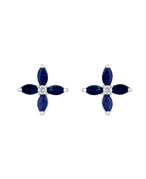 Effy 14K White Gold Sapphire & Diamond Stud Earrings