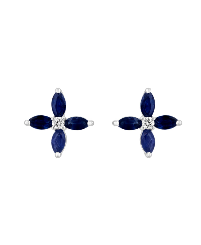 Effy 14K White Gold Sapphire & Diamond Stud Earrings