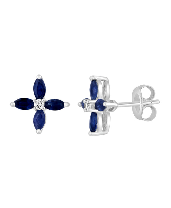 Effy 14K White Gold Sapphire & Diamond Stud Earrings