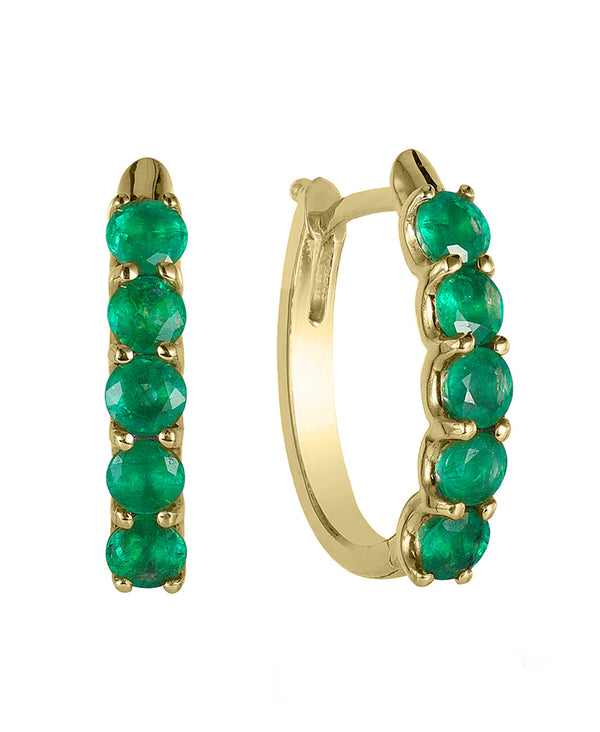 Effy 14K Yellow Gold Emerald 3/4" Hoop Earrings, 1.71 TCW
