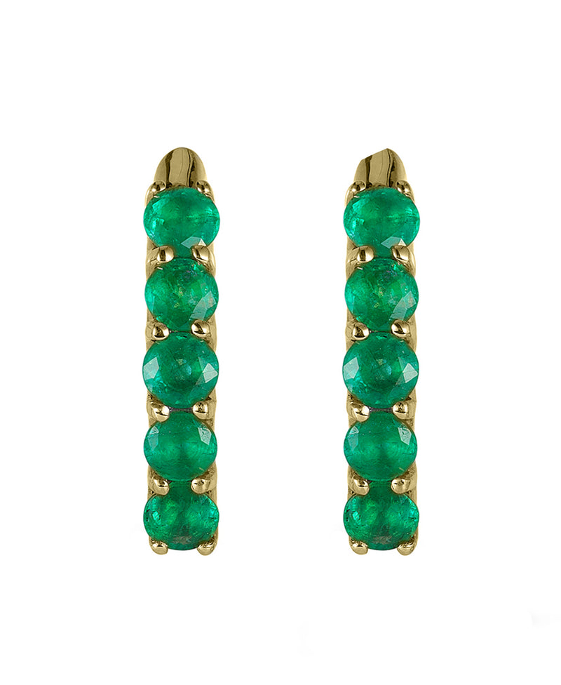 Effy 14K Yellow Gold Emerald 3/4" Hoop Earrings, 1.71 TCW