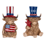 Ganz Patriotic Highland Cow Figurines - Set Of 2
