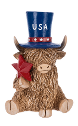 Ganz Patriotic Highland Cow Figurines - Set Of 2