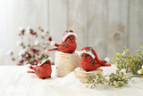 Ganz Cardinal With Santa Hat Figurine