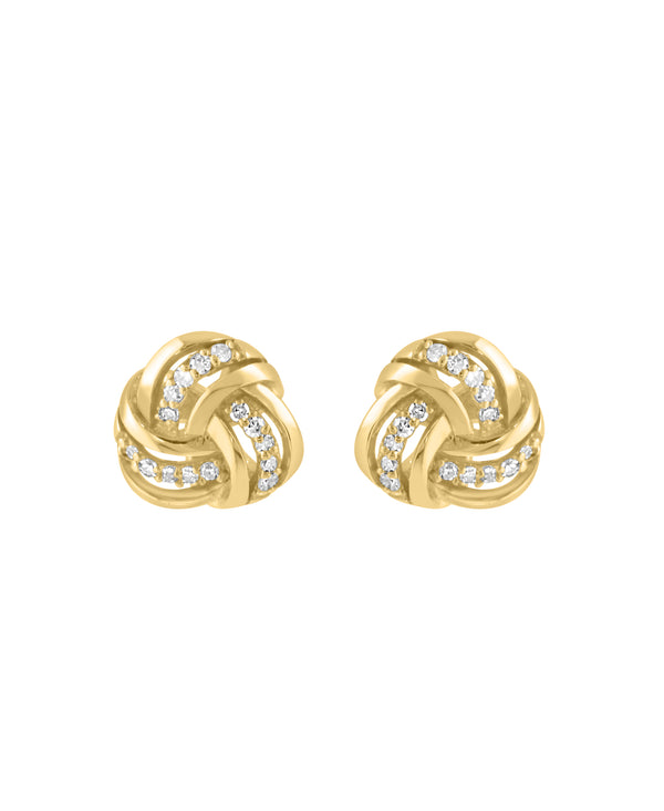 Effy 14K Yellow Gold Diamond Knot Stud Earrings