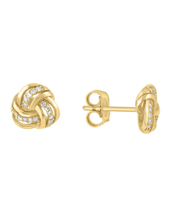 Effy 14K Yellow Gold Diamond Knot Stud Earrings