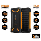 ToughTested 10,000 mAh Solar Charger & Wireless Portable Power Bank