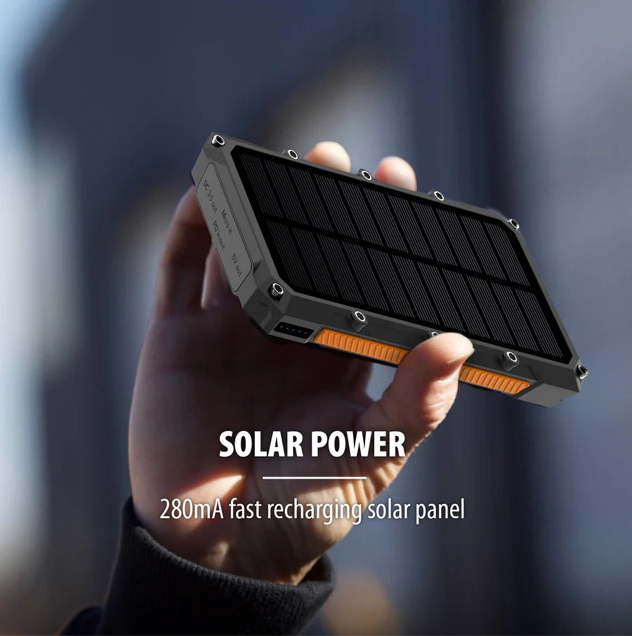 ToughTested 10,000 mAh Solar Charger & Wireless Portable Power Bank