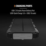 ToughTested 10,000 mAh Solar Charger & Wireless Portable Power Bank