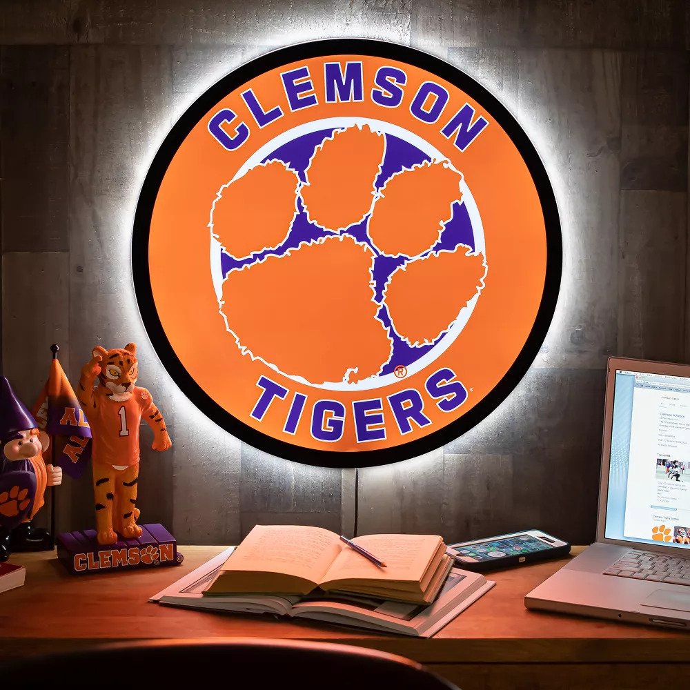 Evergreen Clemson University Round 23" LED Lighted Sign