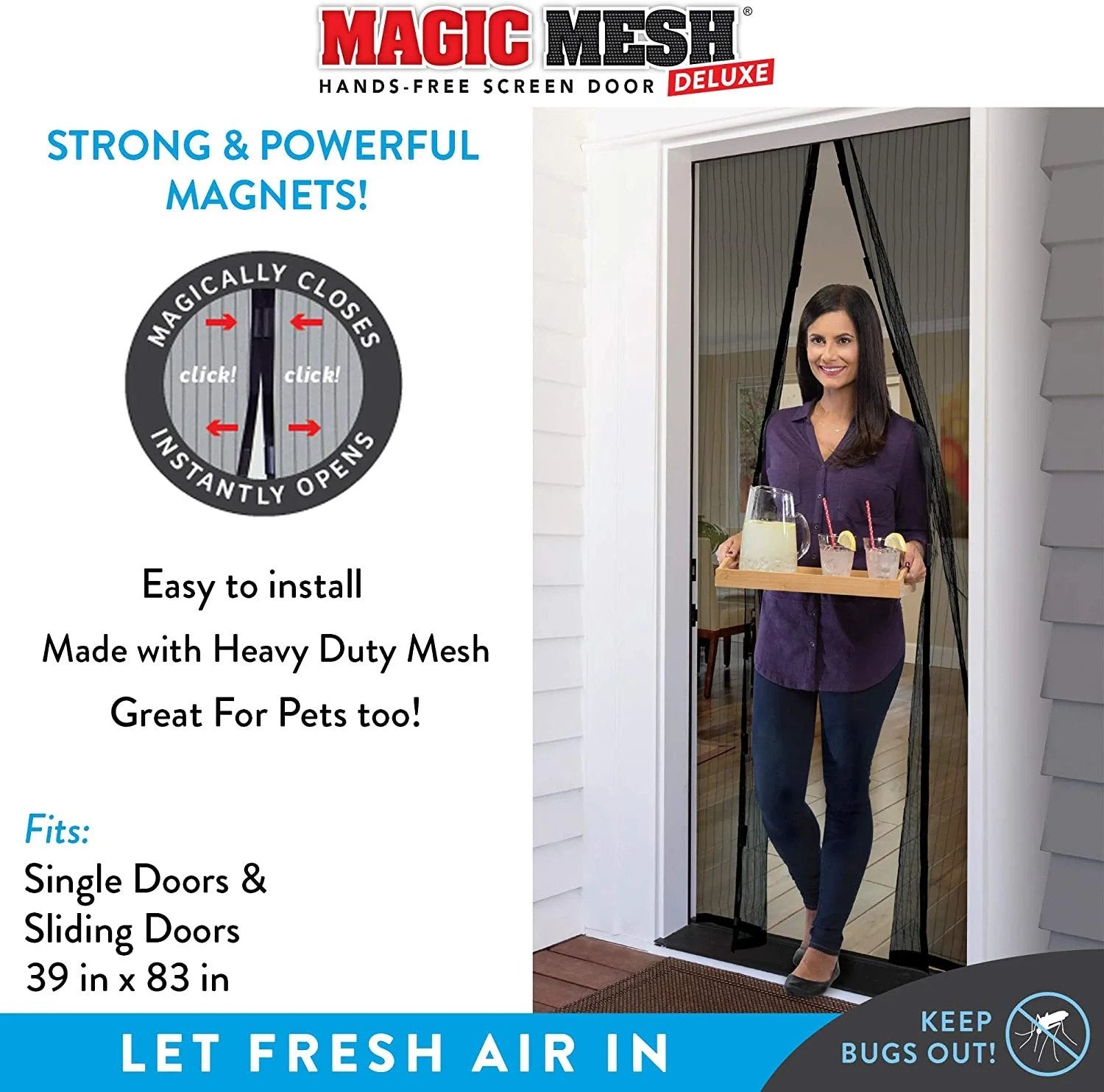 Magic Mesh Single Door Deluxe Screen Door