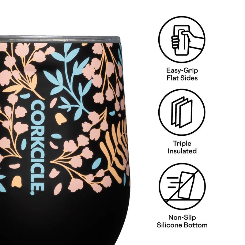 Corkcicle Floral Stemless Wine Cup - 12 oz.