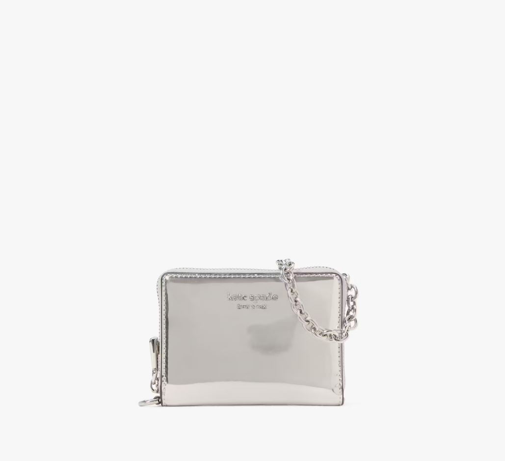 Kate Spade Natasha Metallic Smooth Leather Chain Compact Wristlet