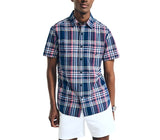 Tommy Bahama Mens Madras Plaid Short Sleeve Button Down Shirt