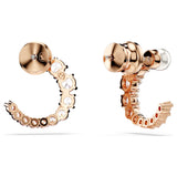 Swarovski Matrix Hoop Earrings - Crystal pearl, Round cut, White, Rose gold-tone plated