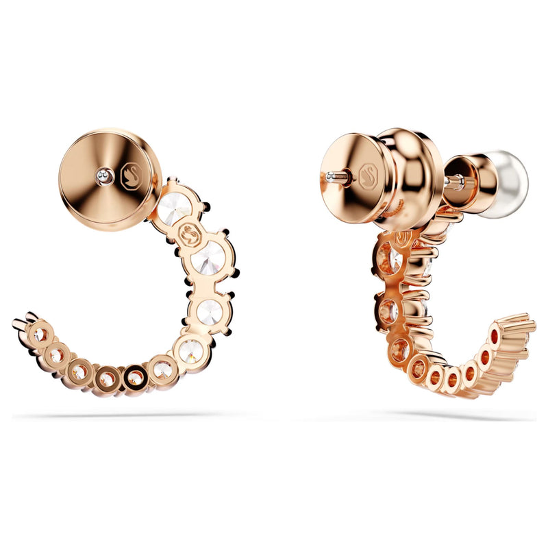 Swarovski Matrix Hoop Earrings - Crystal pearl, Round cut, White, Rose gold-tone plated