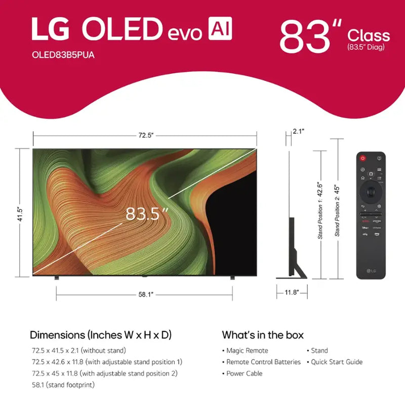 LG 83" Class B5 Series OLED AI 4K UHD Smart webOS TV
