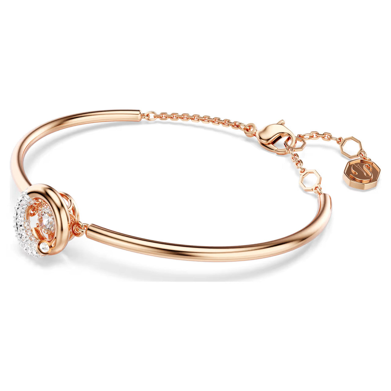 Swarovski Dextera Bangle Bracelet - Round Cut, White, Rose Gold-Tone Plated