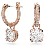 Swarovski Stilla Drop Earrings - Round cut, White, Gold-tone plated