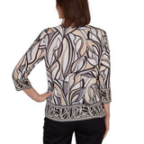 Alfred Dunner Womens Stained Glass Border Trim Top