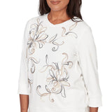 Ruby Rd. Womens Floral Embroidered Crew Neck Top