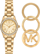 Michael Kors Womens Lexington Gold Interchangeable Top Ring Watch Set
