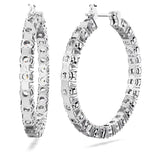 Swarovski Matrix Hoop Earrings - Round cut, White, Rhodium plated