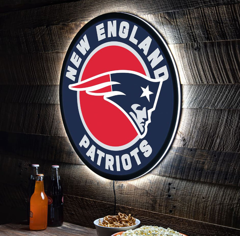Evergreen New England Patriots Round 23" LED Lighted Sign